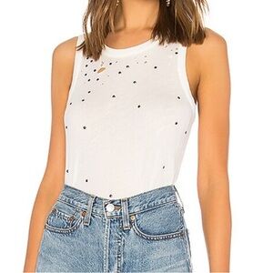 Chaser Gauzy Paint Splatter Destructed Muscle Tank NWT